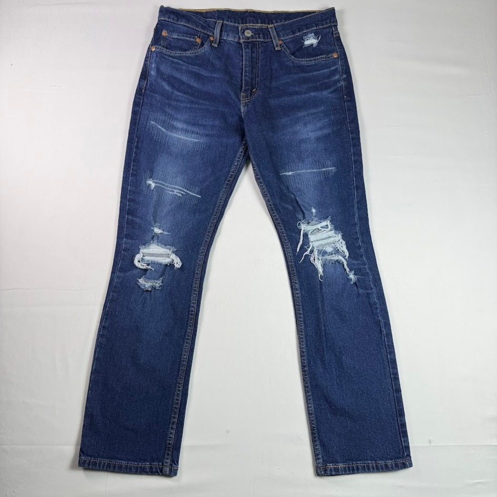 Levis 511 Slim Fit Distressed Blue Jeans Mens 32x29 Stretch Denim Medium Wash